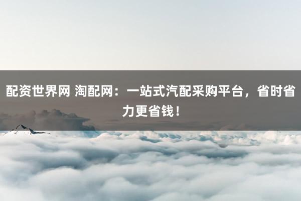 配资世界网 淘配网：一站式汽配采购平台，省时省力更省钱！