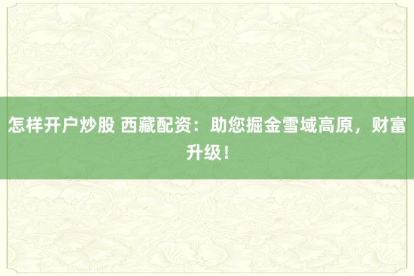 怎样开户炒股 西藏配资：助您掘金雪域高原，财富升级！