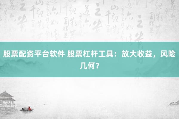股票配资平台软件 股票杠杆工具：放大收益，风险几何？