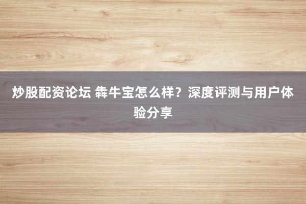 炒股配资论坛 犇牛宝怎么样？深度评测与用户体验分享