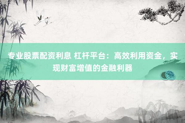 专业股票配资利息 杠杆平台：高效利用资金，实现财富增值的金融利器