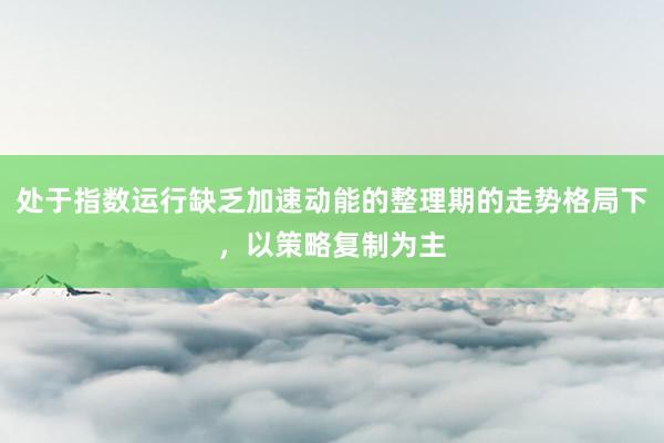 处于指数运行缺乏加速动能的整理期的走势格局下，以策略复制为主